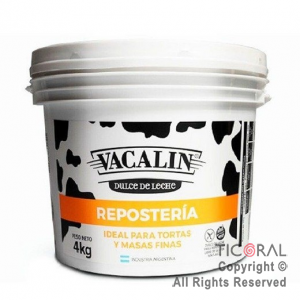 DULCE DE LECHE VACALIN REPOSTERO X 4KG x 1 ENVASE PLASTICO